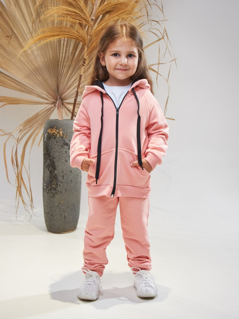 328-ПЕР. Костюм детский  на молнии, персик, хлопок 65%, 35% ПЭ, 3-х нитка без начеса 98,104,110,116