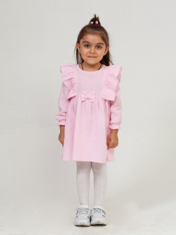 Купить 321-Р. Платье из муслина детское, хлопок 100% розовый, р. 98,104,110,116 в Томске